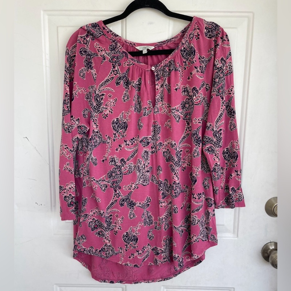 Lucky Brand Floral Blouse Top size L